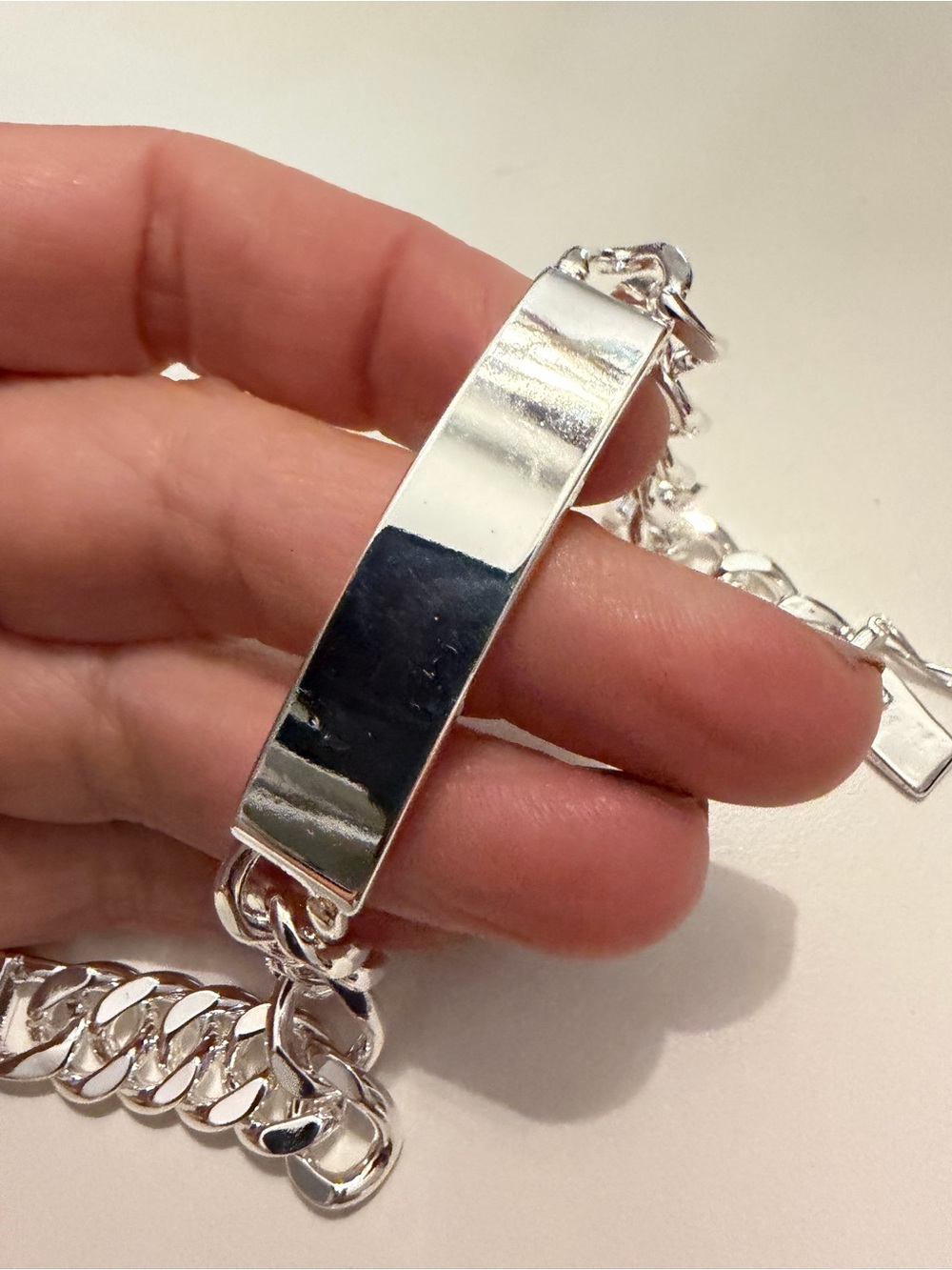 Classic Silver ID Plate Chain Bracelet for Women